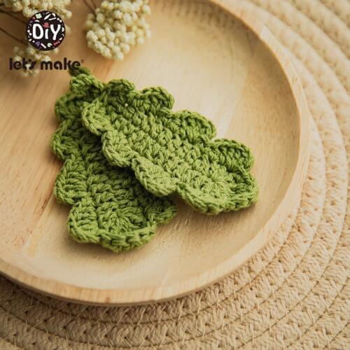 Lets Make 10pc Crochet Beads Plant Crochet Round Wooden Beads Crochet Wooden Teether Decoration Wooden Teething Baby Teether