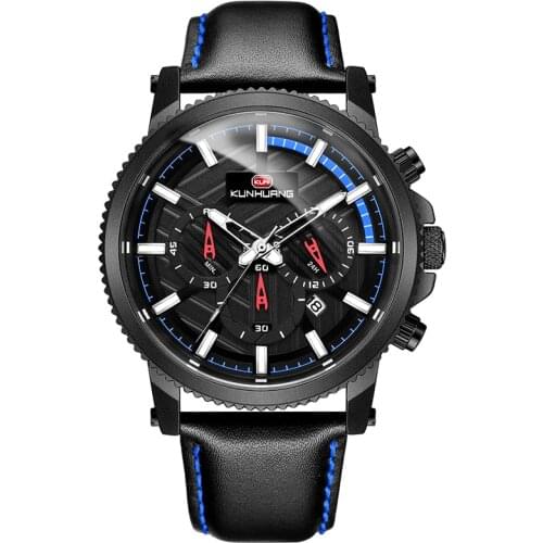 2021 New Mens Watches Top Brand Luxury Leather Casual Quartz Watch Men Sport Waterproof Clock Black Watch часы мужские