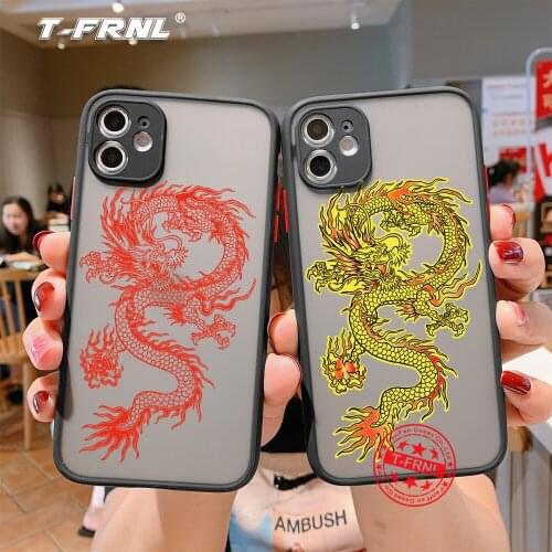 Black Dragon Phone Case for iPhone 11 7 8 Plus X XR XS 12 Pro MAX SE 2020 Fashion Animal Hard PC Back Cover Funda Shell