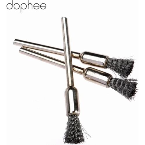 Dophee 50PCS Dremel Stainless Steel rotary brush Pen Shape Dremel Brushes 3mm Shank Wire Brush Fits Dremel Accessories Tools