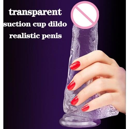 Transparent Crystal Suction Cup Dildo Realistc Penis Sex Toys For Adults Women Masturbator Big Cock Fake Dick Erotic Toy