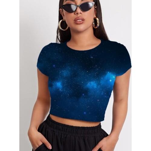 3d Tshirt Galaxy T-shirt Women Nebula Tshirt Printed Universe Funny T shirts Sky Shirt Print Womens Clothing Summer Printed Slim