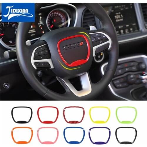 MOPAI Car Steering Wheel Center Decoration Ring Sticker for Dodge Charger 2015+ for Dodge Challenger 2015+ Interior Accessories