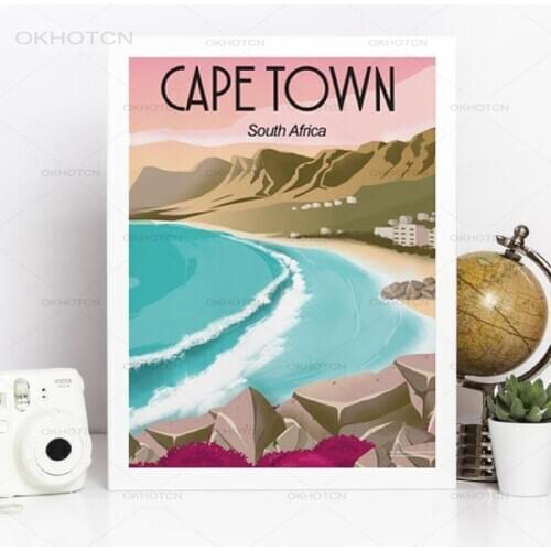 Cape Town South Africa Vintage Travel Poster Prints Beach Landscape Art Canvas Painting Wall Picture Home Decor Traveler Gift