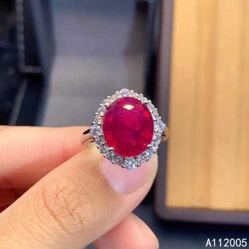 KJJEAXCMY fine jewelry 925 sterling silver inlaid natural adjustable ruby new Female ring noble Support test with box
