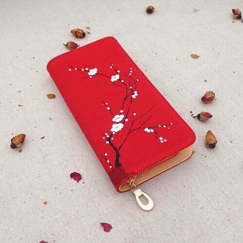 Beautiful Bags Fashion Original Women Ladies Handmade Canvas Titoni Flowers Long Wallet Card Money Holder Clutch Purse Wallets