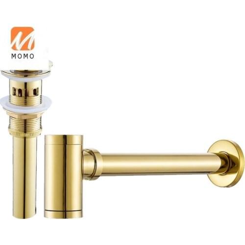 Bottle Trap Brass Round Siphon Black Chrome Gold P-TRAP Bathroom Vanity Basin Pipe Waste With Pop Up Drain
