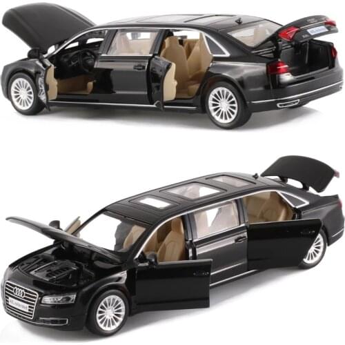 1/32 Licensed Model 19.5Cm Extended Audi A&L Die-Cast Car 6 Openable Doors Excellent Quality Red And Black Color Collective