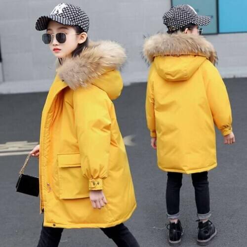 Fashion Winter Parkas Casual Baby Girls Coats Height For 110-170CM Mid Big Children Girl Warm Thick Jackets Kids Long Outerwear
