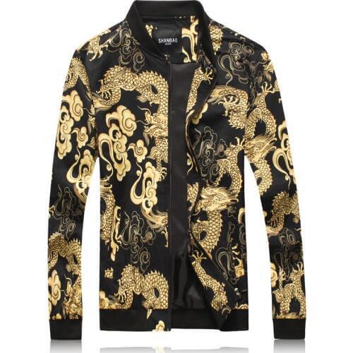 New Fashion Design Mens Cotton Gold Printed Blazer Jacket 4XL Spring Autumn Mens Jackets and Coats
