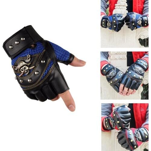 Scooter Gloves Pirate Head Non-Slip Net Half Fingertip Leather Gloves For Xiaomi M365 Electric Scooter Gloves