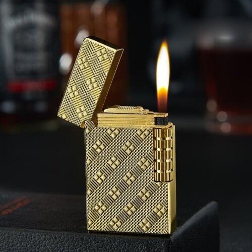 Portable Butane Gas Lighter Square Metal Side Slip Mini Lighters Flint Cigarette Lighters Smoking Accessories Gadgets For Men
