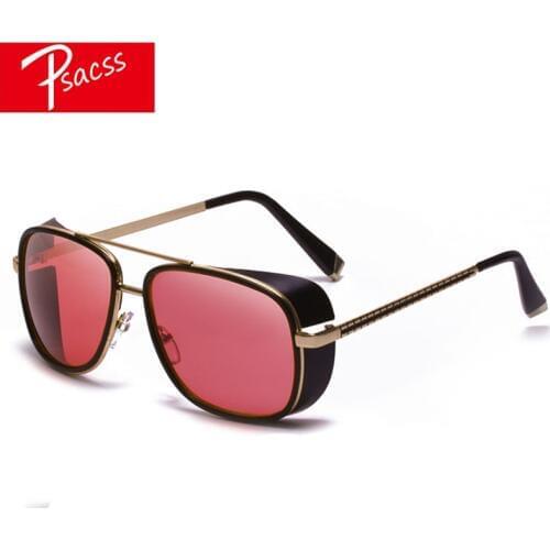 Psacss Vintage Steampunk Metal Sunglasses Men Sun Glasses Mens Retro Brand Designer High Quality Mirror Sunglass gafas de sol