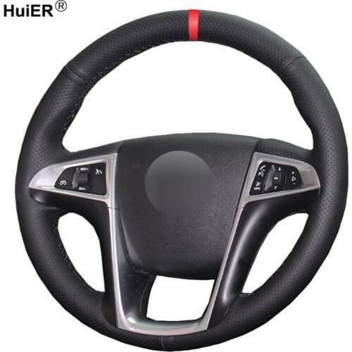 HuiER Hand Sewing Car Steering Wheel Cover For Buick Lacrosse 2010-2012 2013 Regal 2011-2013 Chevrolet Equinox 2010-16 Stuurhoes