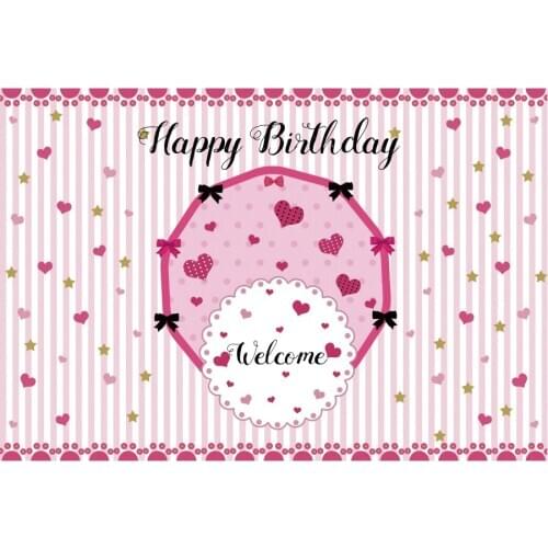 Happy Birthday Backdrop Pink Cookies Photography Background Celebration Photo Booth Studio Decor