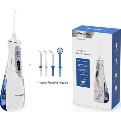 V400 Plus Oral Hygiene tool + 4 Nozzles, Portable Li-Ion battry Water Dental Flosser Irrigator, tooth cleaning Water pick
