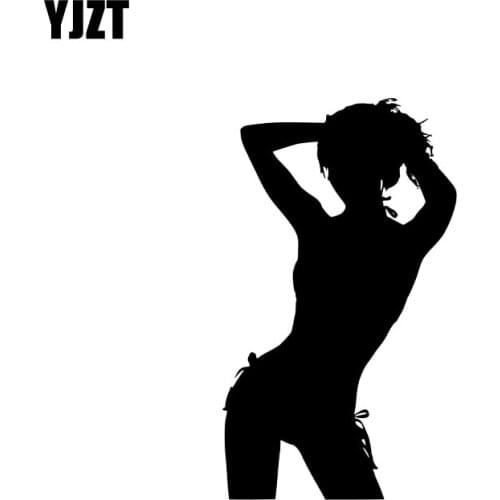 YJZT 7.2*12.4CM Perfect Sexy Girl Car Sticker Covering The Body Advanced Design Black/Silver Vinyl Decals C20-0281