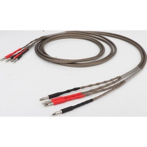 1*PAIR audio Hi-end DIY HIFI OFC pure copper Silver Plated 4 banana plugs to 4 banana plugs 8 core speaker cable Cord Wire