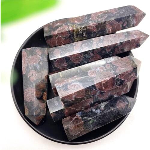 1PC Natural Quartz Astrophyllite and Garnet Point Towers Crystals Healing Stones for Feng Shui Natural Stones and Minerals