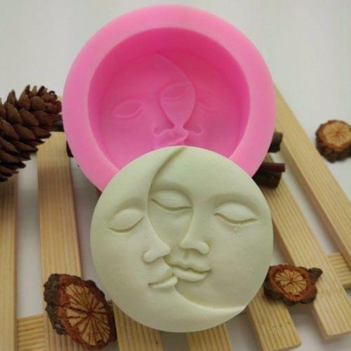 1PC Cake Mold Round Shape Sun Moon Faces Silicone Mold DIY Fondant Chocolate Soap Cake Decorating Tools Kithen Baking Tool
