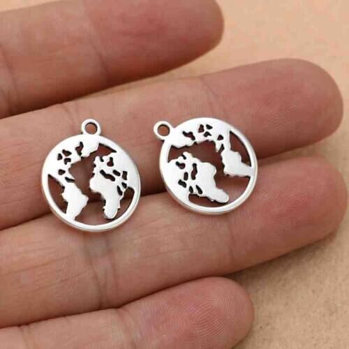 10pcs Tibetan Silver Plated World Map Charms Pendants for Bracelet Diy Jewelry Making Earrings Craft 20mm