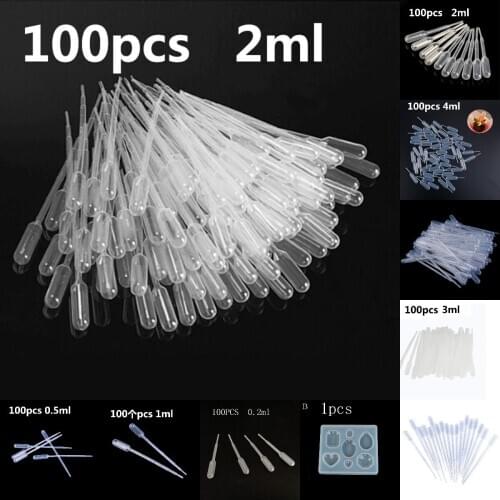 100PCS Disposable Plastic Pipettes Transparent Eye Dropper Squeeze Transfer Oil Pipette 0.2/0.5/1/2/3/4ML