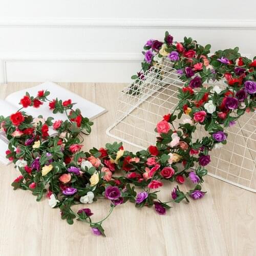 2.5M Rose Artificial Flower Garland White for Wedding Home Room Decoration Spring Autumn Garden Arch Decor DIY Fake Flowers Vine