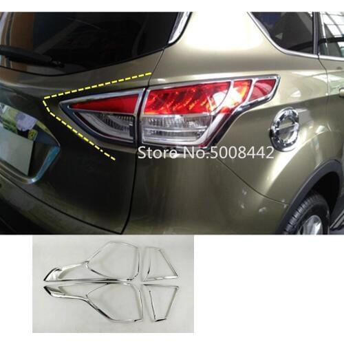 For Ford Kuga Escape 2017 2018 2019 2020 Car Styling ABS Chrome Trim Tail Light Rear Back Frame Lamp Cover Molding Hoods 4pcs