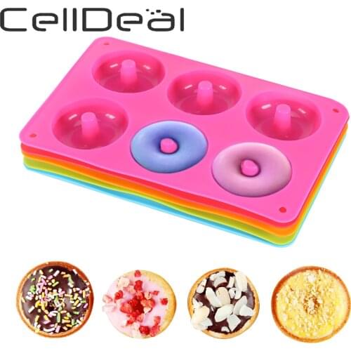 6-cavity Silicone Donut Mold Chocolate Biscuit Cake Making Tool Tray Baking 3D Donut Baking Pan Non-stick Reusable Kitchen Tool
