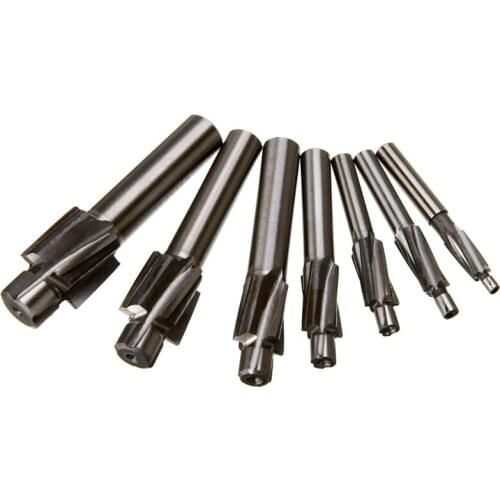 7Pcs M3-M12 Counterbore Milling Cutter High Speed Steel Pilot Slotting Tool End Mill Slot Drill Bit Set