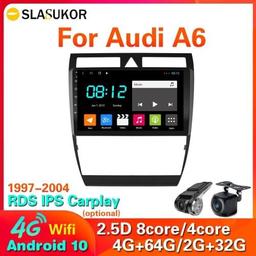 4G LTE 64 Rom DSP 2 din Android 10 Car Radio Navigation GPS Multimedia Video Player for Audi A6 C5 1997 - 2004 WiFi BT Carplay