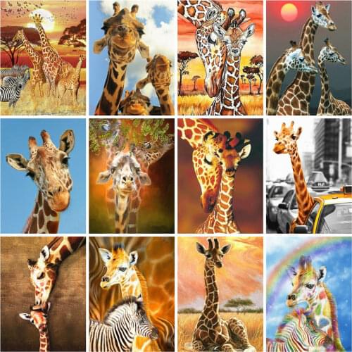 AZQSD Diamond Painting 5d Giraffe Cross Stitch Rhinestones Diamond Embroidery Animal Wall Art Needlework Handicrafts Home Decor