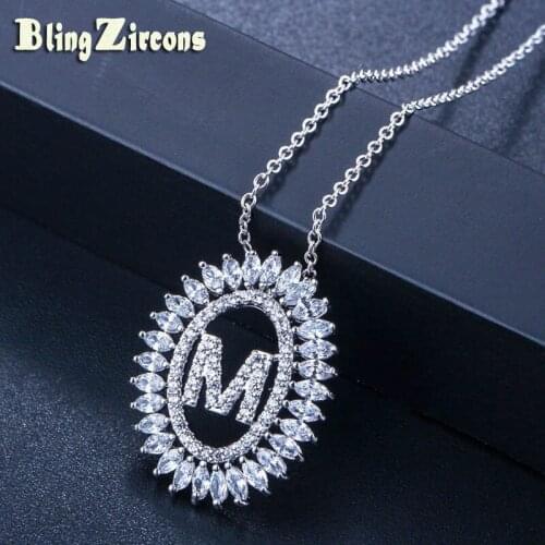 BeaQueen Trendy Letter Pendant Necklace Alfabet Initial AAA Cubic Zirconia Crystal Fashion Jewelry for Women Party N010
