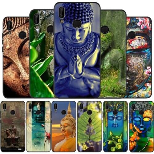Retro Galactic Gautama Buddha Budha Black Soft Phone Case For Huawei 40 30 20 10 9 Lite Pro P smart 2019 Y6 Y6 Prime2019 Y9