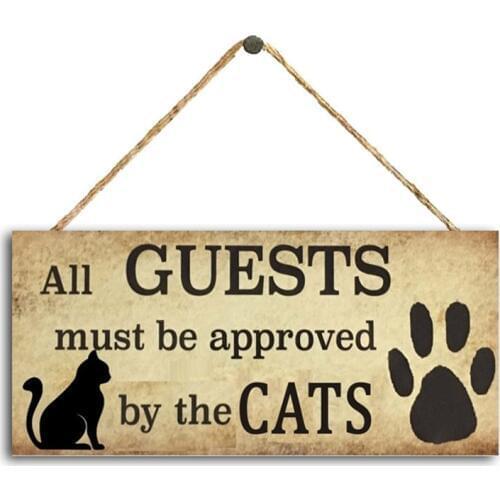 Wooden Hanging Signs Animal Sign Cat House Doorplate Plaques Wall Hanging Plaque Home Decoration Door Pendants Cat Lovers Gift