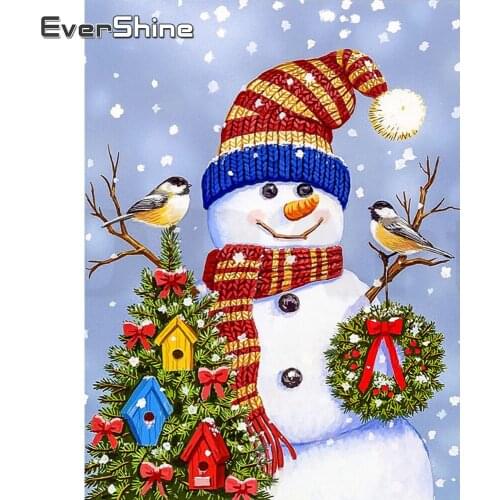 Evershine Diamond Painting Snowman Rhinestones Mosaic Full Layout Embroidery Cartoon Sale Christmas Home Decoration