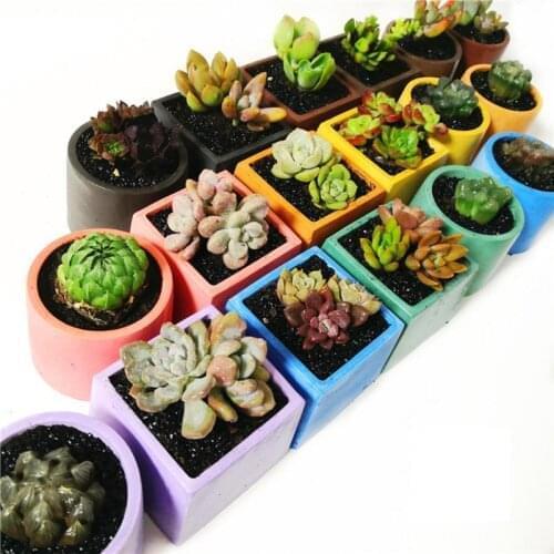 Concrete Flowerpot Mold Sqaure Round Resin Succulent Plants Pot Silicones Molds