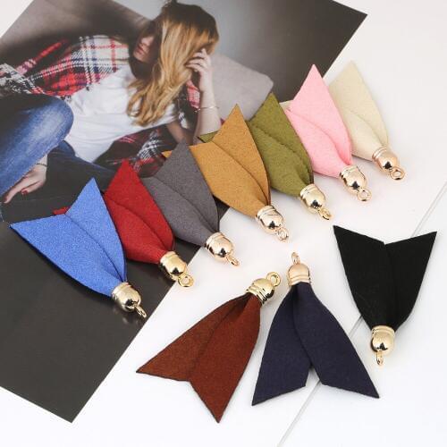 10Pcs Korean Velvet double tassel 30x50mm mix color small jewelry findings for tassel earrings DIY Jewelry women Making