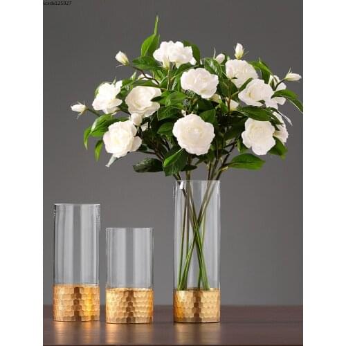 Creative Golden Honeycomb Vase Flower Arrangement Flower Arrangement Transparent Hydroponic Vase Dining Room Decoration Modern
