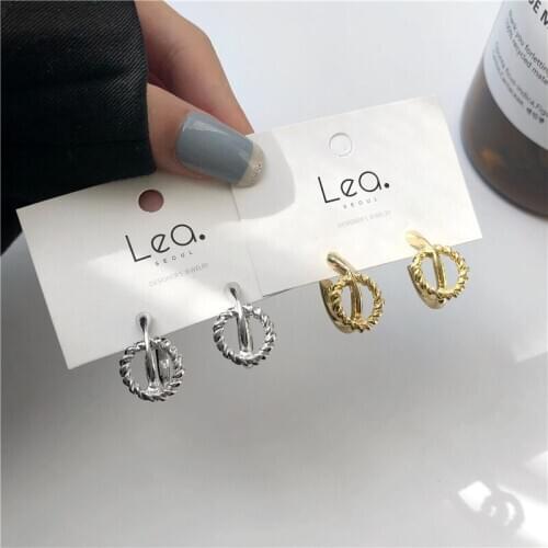 Round Twist Girls Geometric Earrings Hoops Metal Vintage Elegant Earrings