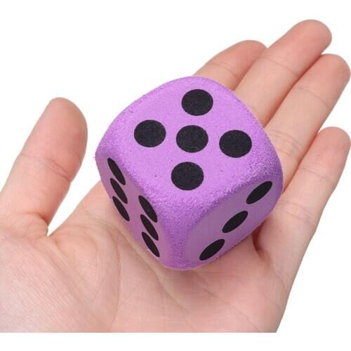 3.8x3.8cm Purple EVA Foam Dot Dice for Party Camping Game Supply Children Toy Playing Digital Dice