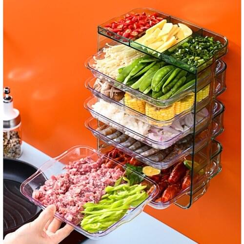 Kitchen Wall-Mounted Racks, Plastic Serving Trays, Multi-Layer Storage Hot Pot Dinner Plates, Side Dishes, Non-Perforated Trays
