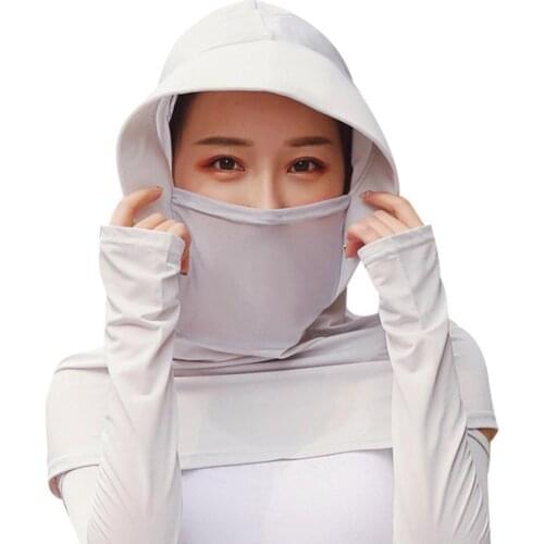 Summer Women Full Face Neck Cover Sun Hat Sleeves Beach Cycling Wide Brim Cap