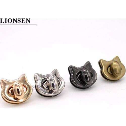 LIONSEN 1pcs Metal Cat Bag Turn Lock Twist Lock Clasp Leather Craft Women Handbag Shoulder Bag Purse DIY Hardware accessories