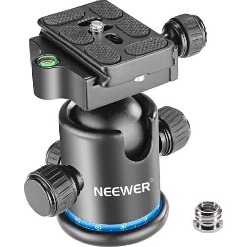 Neewer Pro Metal Tripod Ball Head 360 Degree Rotating Panoramic with 1/4 inch Quick Shoe Plate, Bubble Level for Tripod,Monopod
