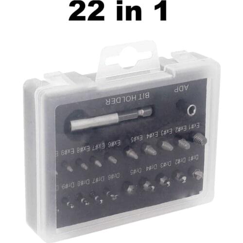 22pcs/set Damaged Screw Extractor Set Stripped Screws Bolt Stud Remover Bits Rotary Screwdriver Screw Remover Kit Non-slip Shank