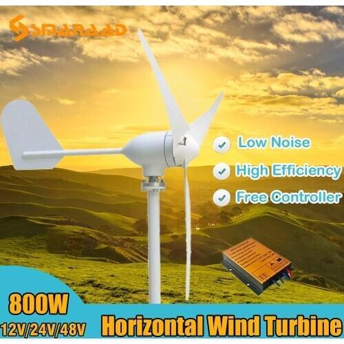 Low Noise 800W Free Energy Horizontal Wind Turbine Generator 3/5 Blades With MPPT Wind Charge Controller Fit For Street Lamps