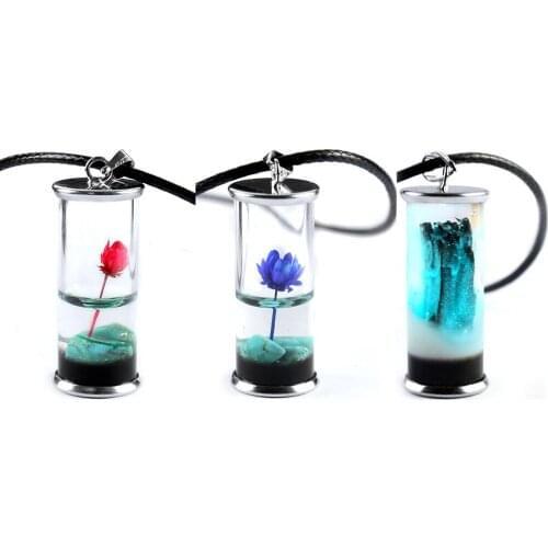 2021 Fashion Handmade Resin Glass Wishing Bottle Pendant Dry Lotus Drifting Bottle Luminous Pendant Necklace Jewelry For Women