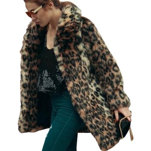 Pop Vogue Women Winter Fur Jacket New European Style Female Leopard Print Loose Coat Lady Premium Faux Fur Overcoat G077