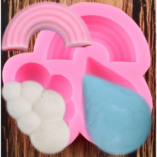 Rainbow Cloud Silicone Molds Baby Birthday Cupcake Topper Fondant Cake Decorating Tools Candy Clay Chocolate Gumpaste Moulds